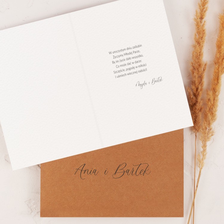 Personalizowana Minimalistyczna kartka na ślub z delikatną grafiką - Confetti